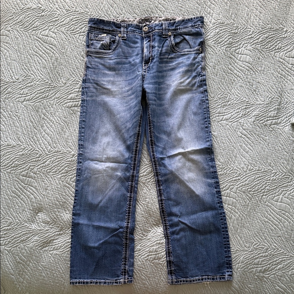 Buckle Men's Straight Jeans in Washed Blue